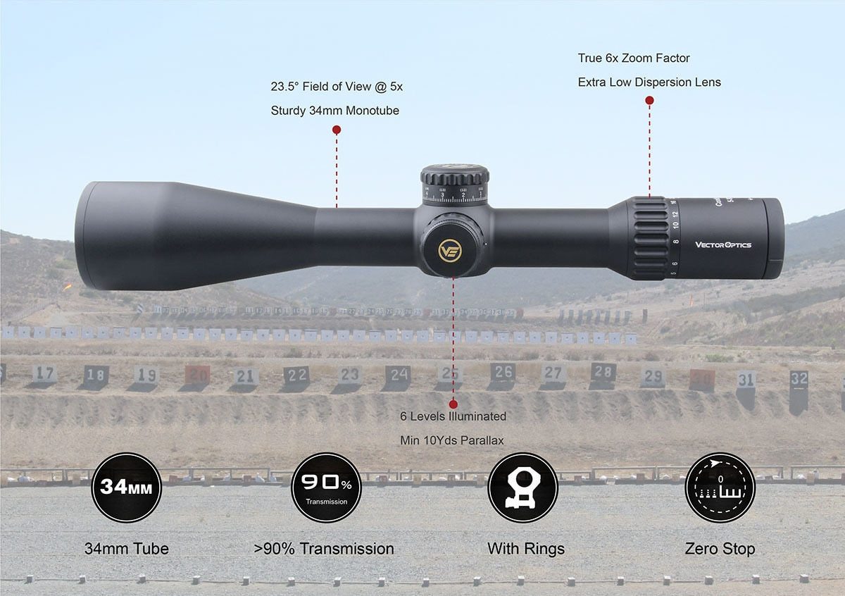 Vector Optics 34mm Continental 5-30x56 HD FFP Hunting Riflescopes 1/10