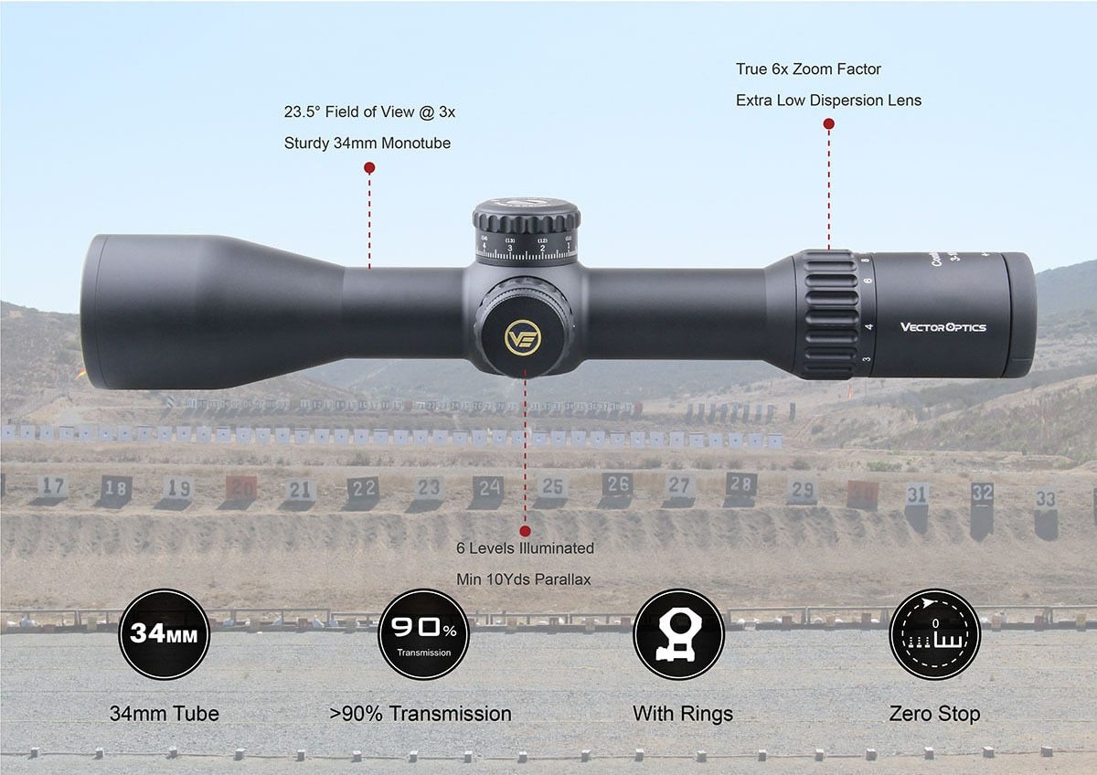 Vector Optics Continental 3-18x50 HD FFP Hunting Riflescope 1/10 MIL