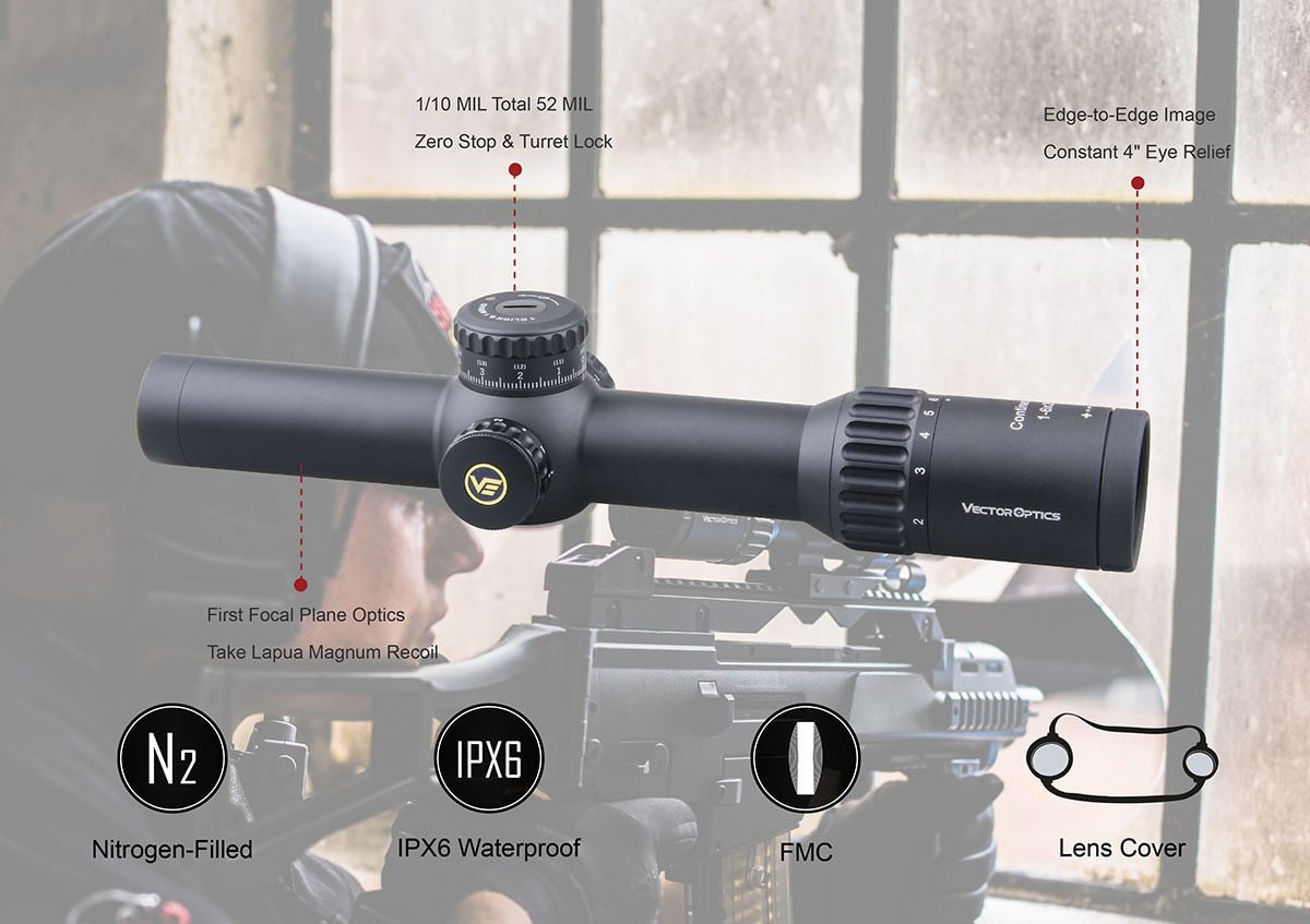 Vector Optics Continental 1-6x28 HD FFP Hunting Riflescope 1/10 MIL