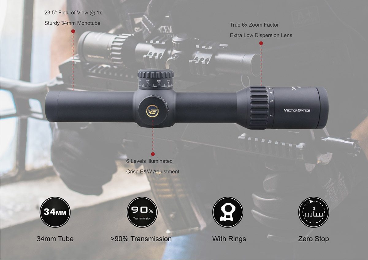 Vector Optics Continental 1-6x28 HD FFP Hunting Riflescope 1/10 MIL