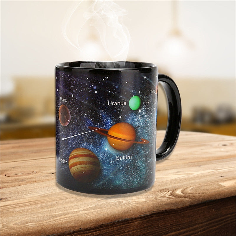 Space Theme Heat Sensitive Color Changing Ceramic Mug