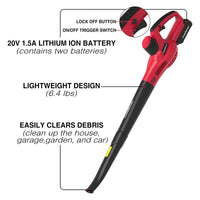 Cordless leaf blower shown from side angle highlighting compact design and ergonomic handle.