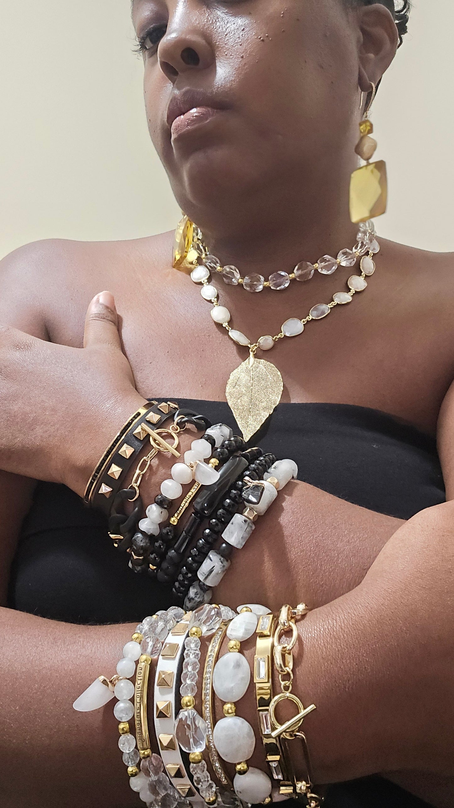 Natural Citrine and 14k Gold over  Silver Diamond Drop Earrings