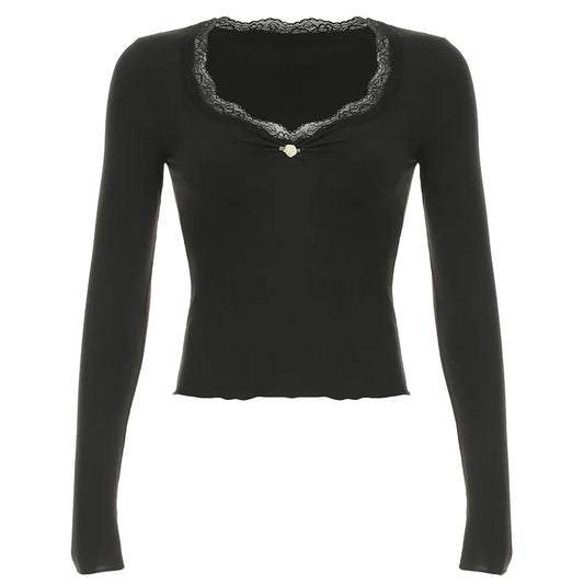 V-Neck Pleated Long-Sleeve Top