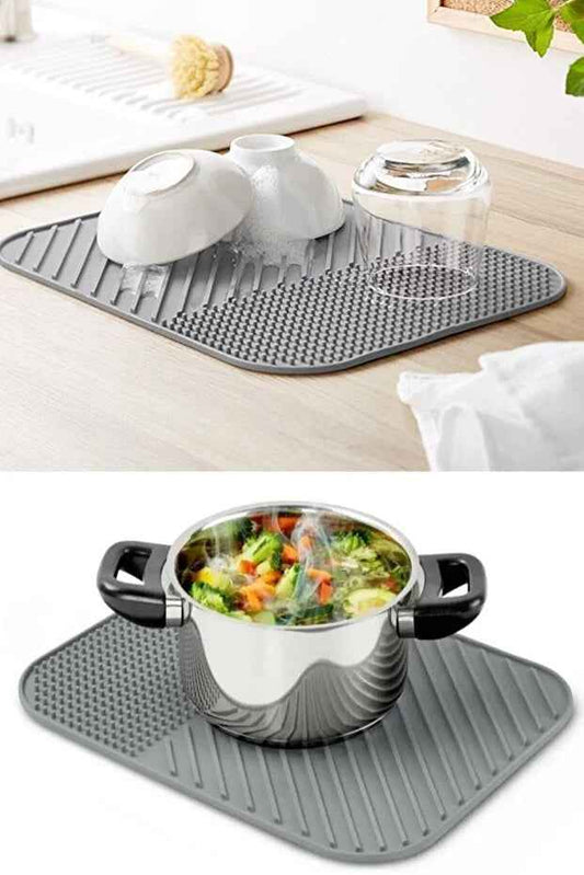 Silicone Dish Drying Mat Tray Kitchen Drainer Pad Heat Resistant