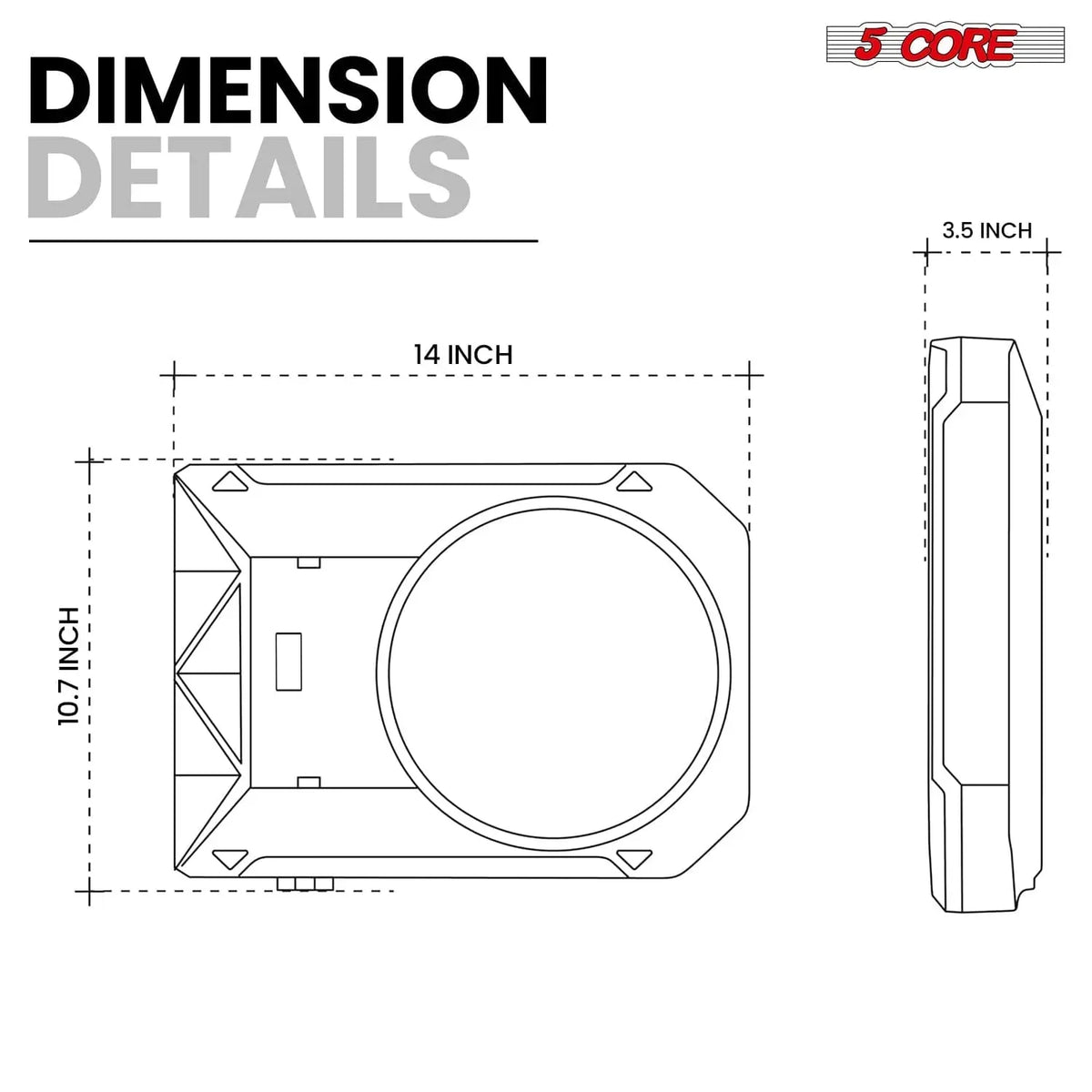 5Core 10 inch Slim Under Seat Car Audio Subwoofer 800W Built in - Trustymall