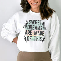 White Sweet Dreams sweatshirt with peachy orange and white graphic design, small size.