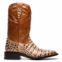 Side view of Tucson Stone Orix Western boot highlighting sleek leather and craftsmanship