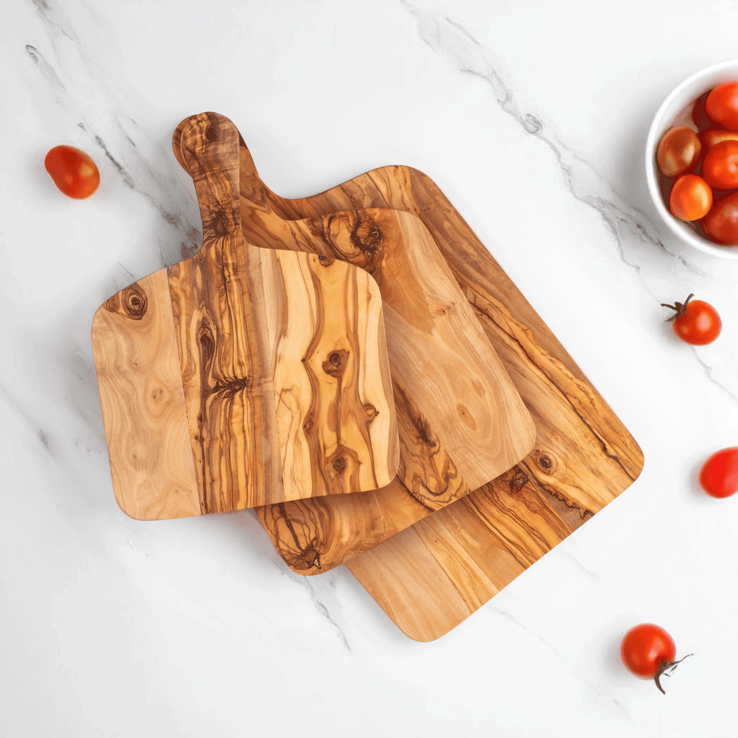 Premium Hand-Crafted Olive Wood Cutting Board with Handle