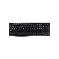 Front view of LOGITECH K270 wireless keyboard with black keys on a white background.