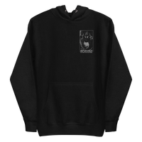 Front view of Norvine Rebel Mask hoodie in black with front pouch pocket and hood.