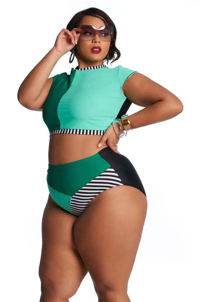 Plus Size Women's High Waisted Bikini Swimwear