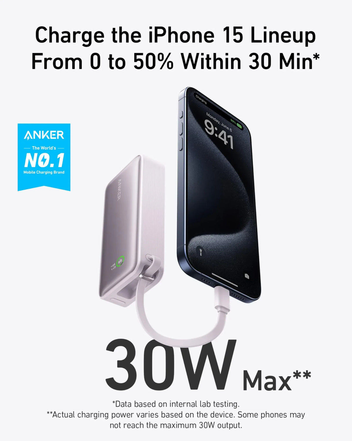 Anker Nano Power Bank (30W, Built-In USB-C Cable) - Trustymall