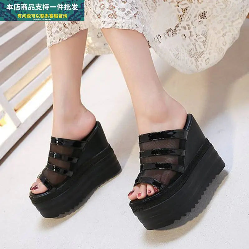 Wedge Heel Platform Sandals and Rhinestone Slippers