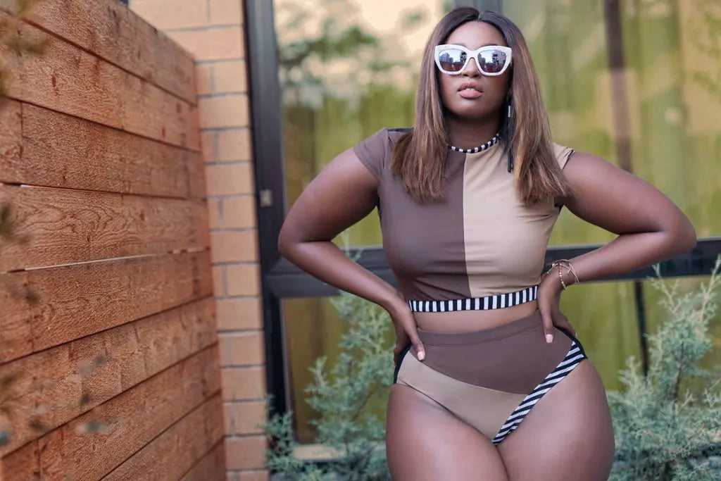 Plus Size Women's High Waisted Bikini Swimwear