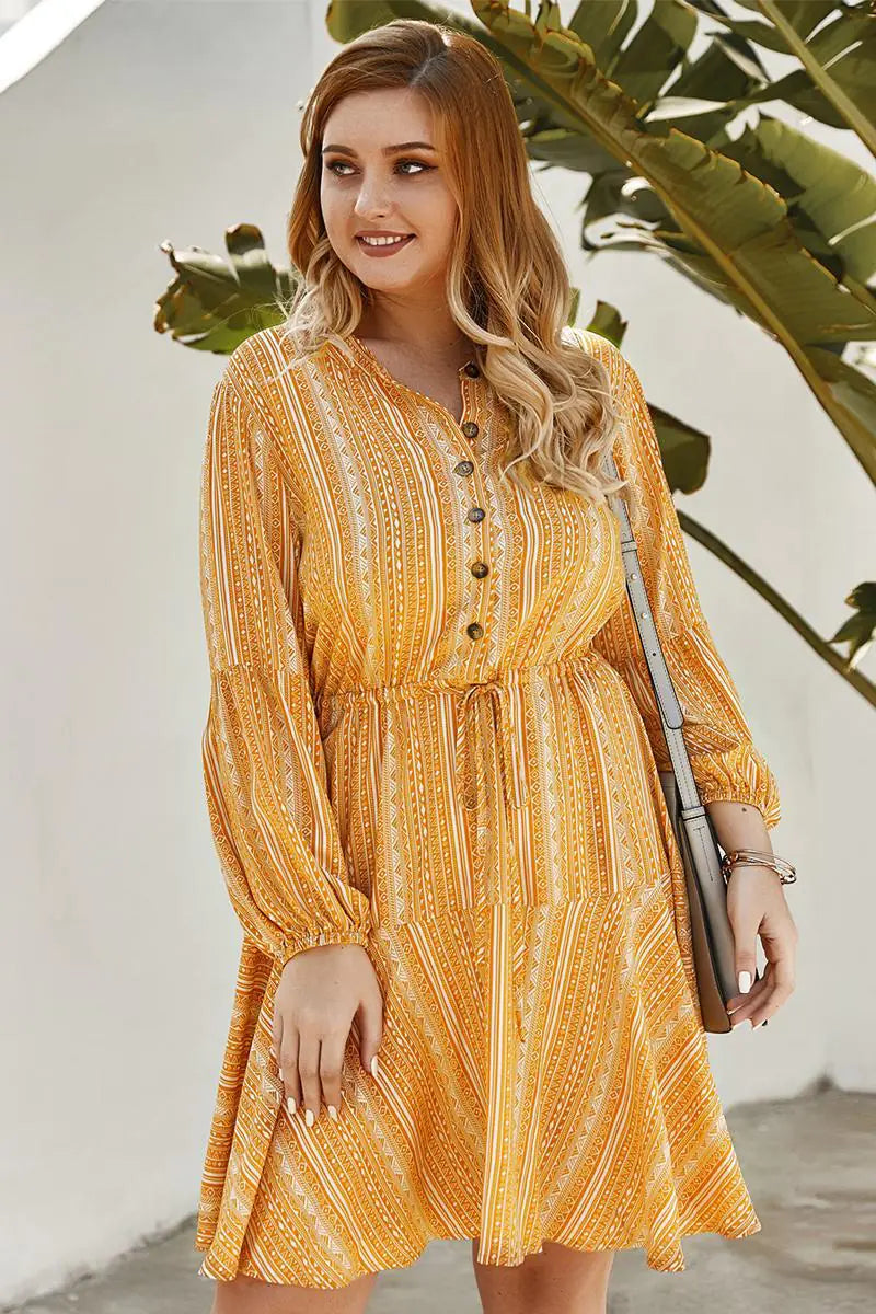 Plus Size Spring Long Sleeve Dress for Women